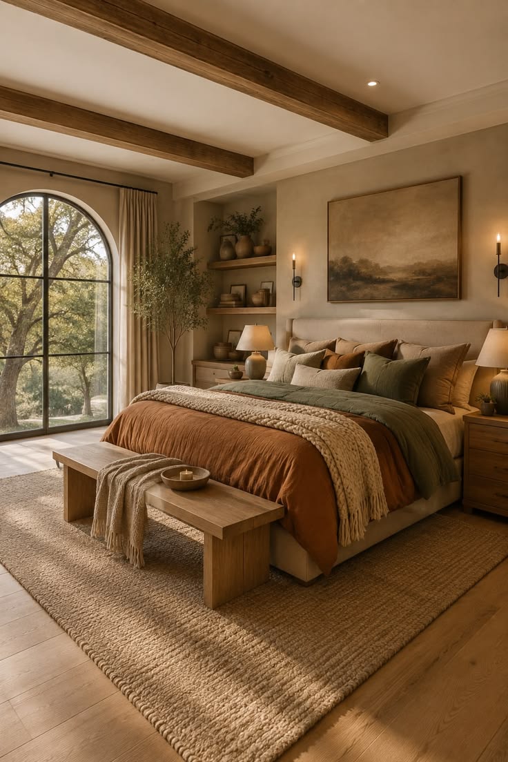 Warm earthy tones create cozy daily comfort.
