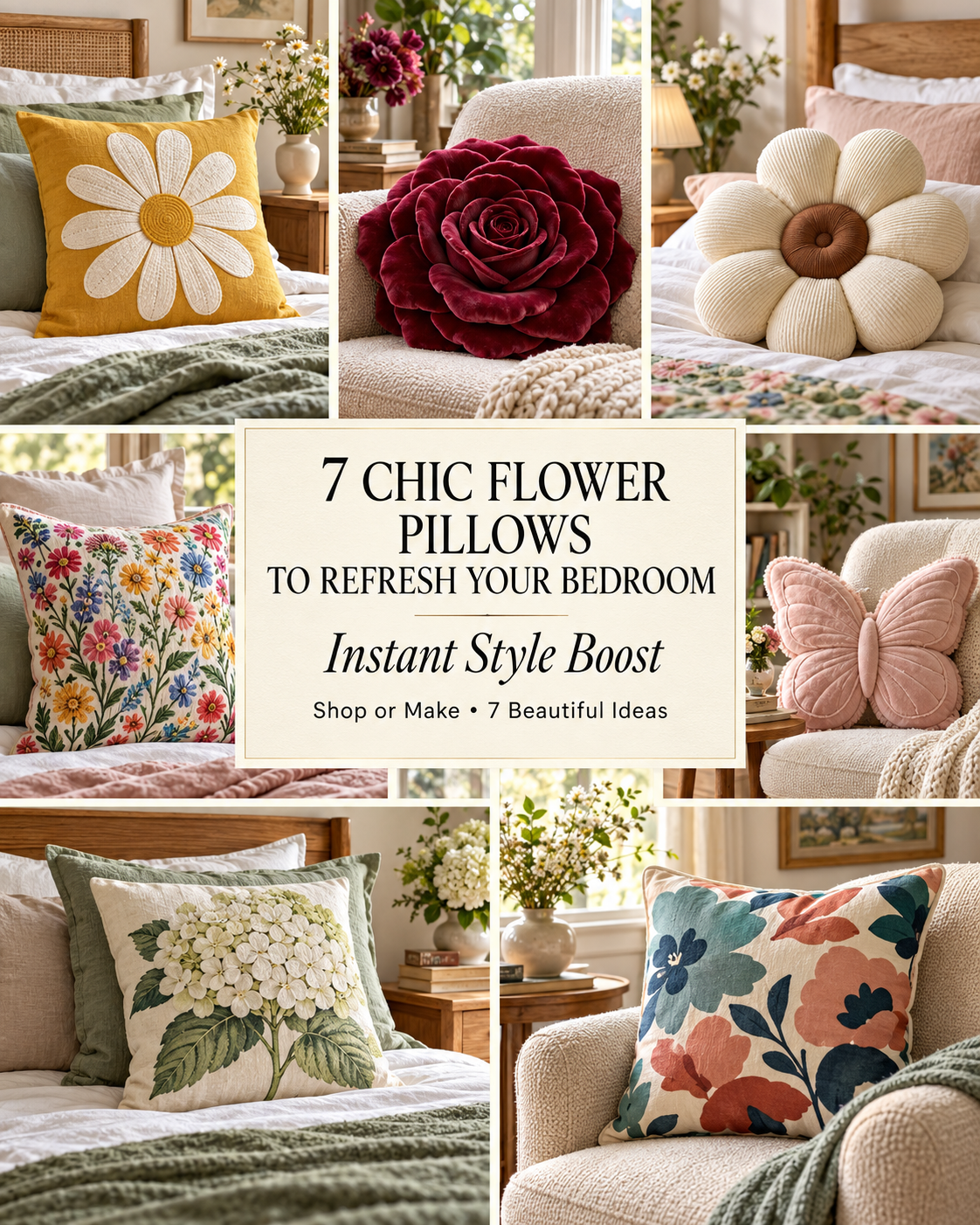 Read more about the article 7 Stylish Flower Pillow Ideas to Make or Shop for Your Bedroom